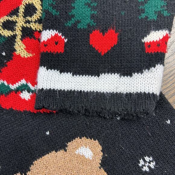 Vintage NutCracker Christmas Sweater Womens Medium Black Holiday Teddy Bear 90s - Picture 3 of 8